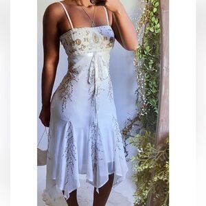 Elegant White Embellished Beaded Dress